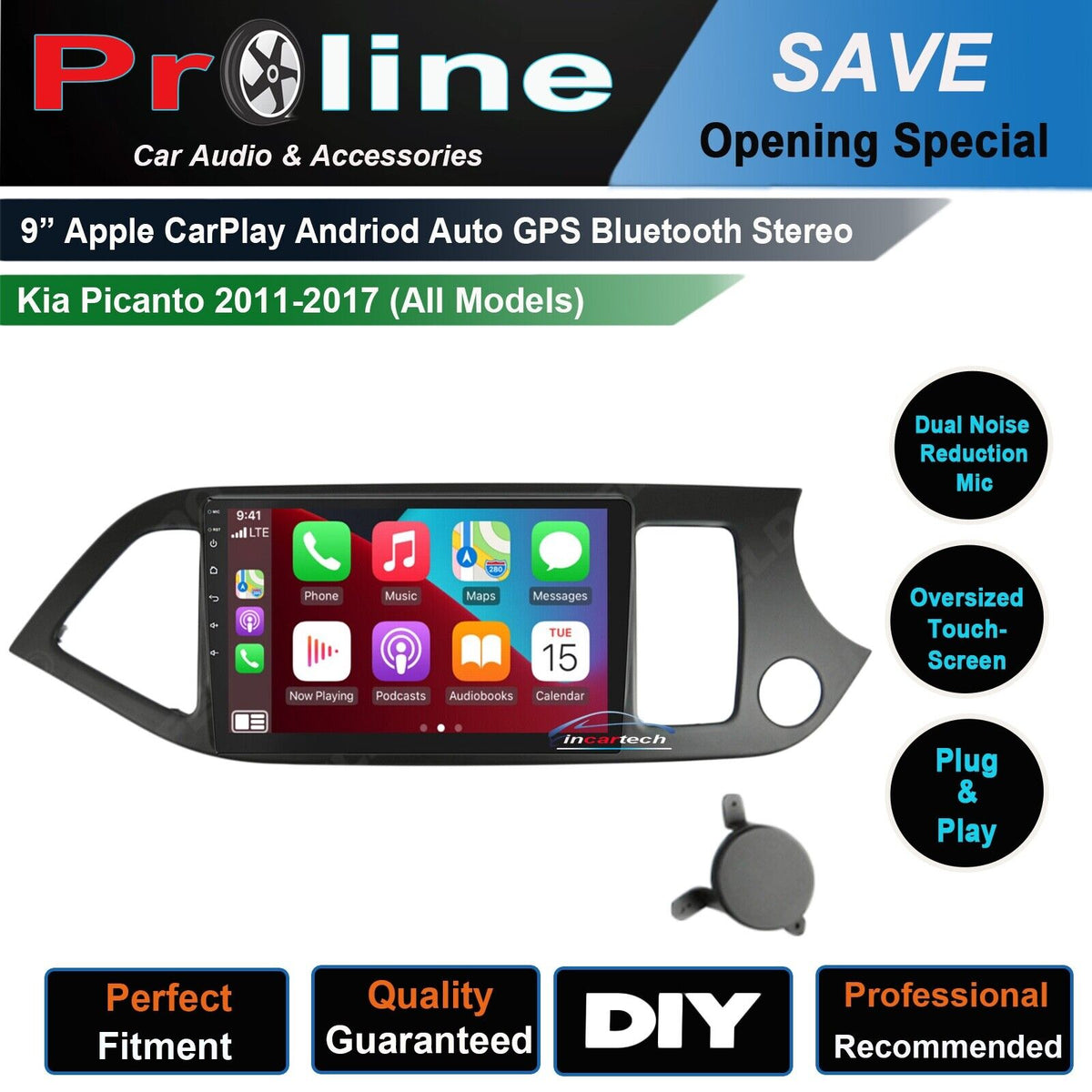 Kia Picanto 2011-2017 Wireless Apple CarPlay Android auto GPS Stereo R ...