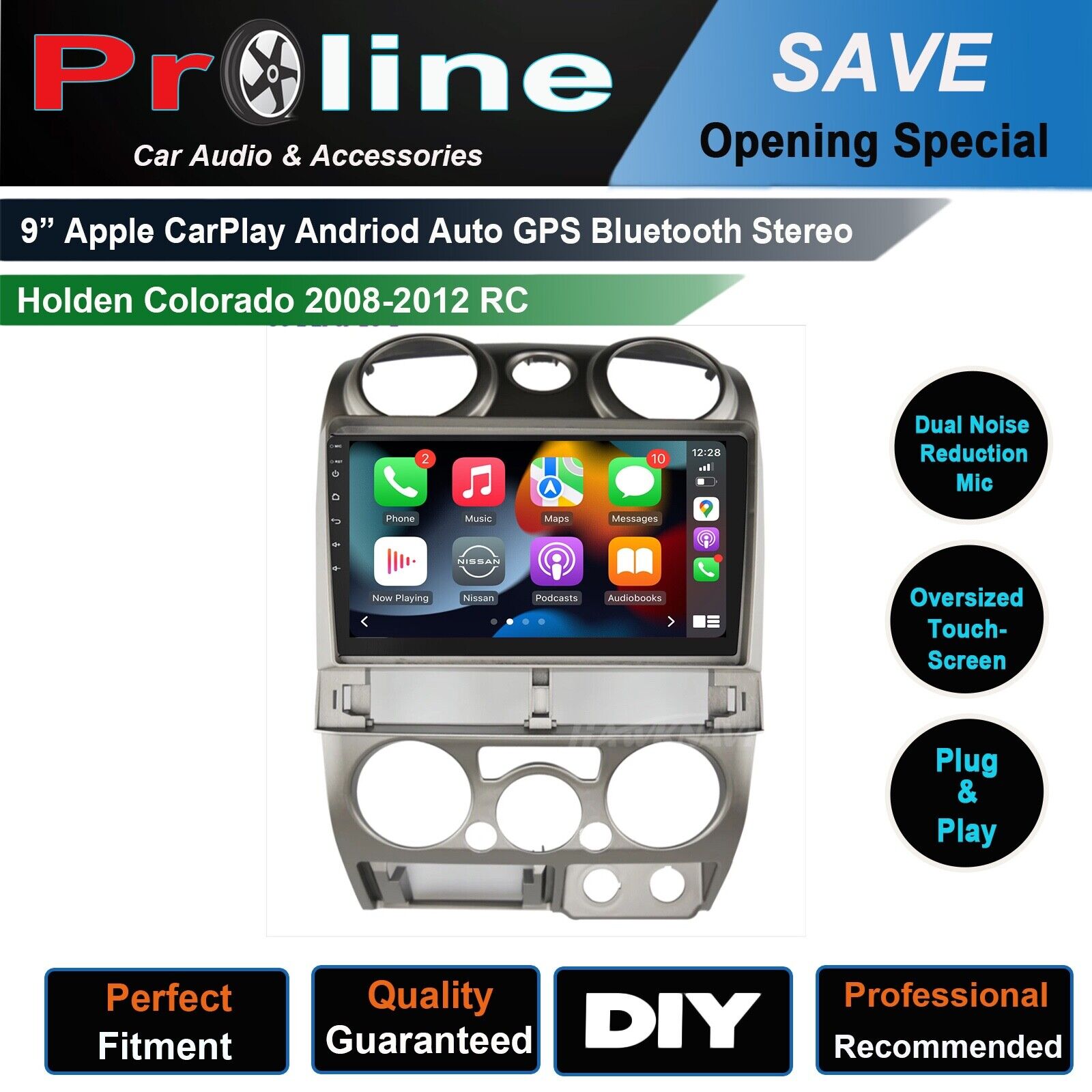 Holden Colorado 08-12 RC GPS Bluetooth USB Apple CarPlay Android Auto 9 inch, Holden Colorado 08-12 RC head unit replacement for Holden Colorado 08-12 RC, Holden Colorado 08-12 RC head unit upgrade, for Holden Colorado 08-12 RC stereo upgrade suit both manual and digital air condition control, provides installation. Upgrade to the lastest Wireless Apple CarPlay Android Auto