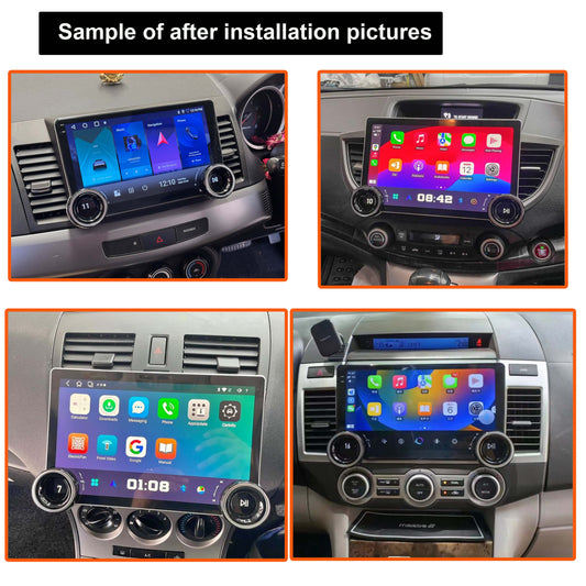 sample installation pictures of touch screen GPS Bluetooth Stereo Wireless Apple CarPlay Android Auto Headunit, double knob control