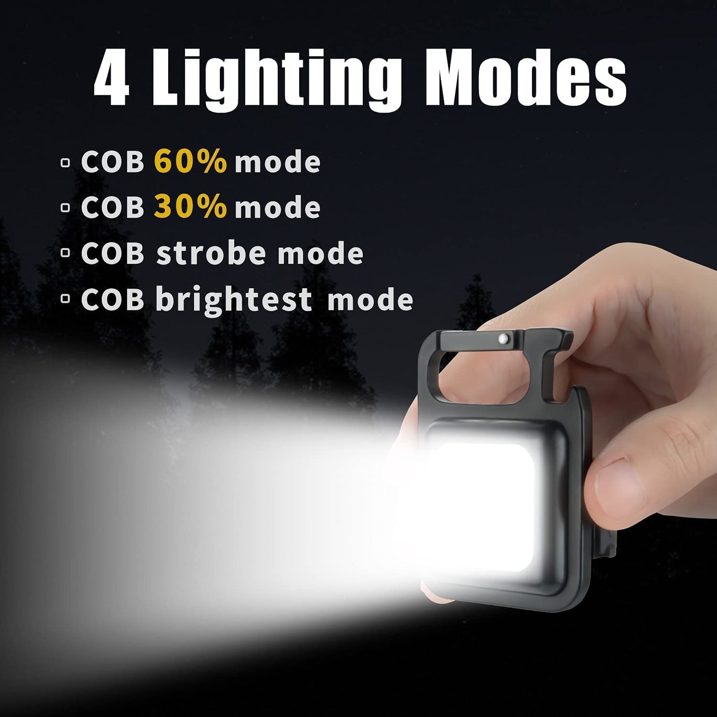 Portable COB LED Work Light USB Rechargeable Flashlight Magnetic Base Worklight Camping Light Pocket Emergency Light Mini Torch Keychain Light