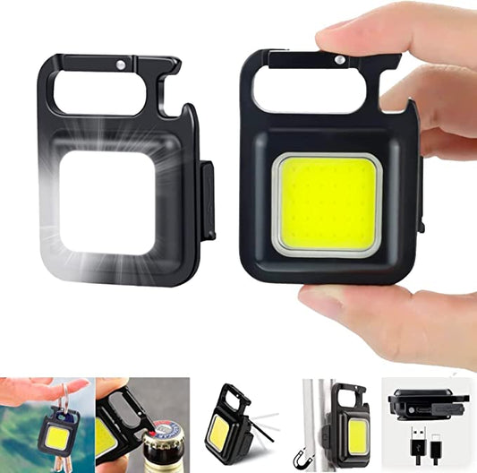 Portable COB LED Work Light USB Rechargeable Flashlight Magnetic Base Worklight Camping Light Pocket Emergency Light Mini TorchKeychain Light