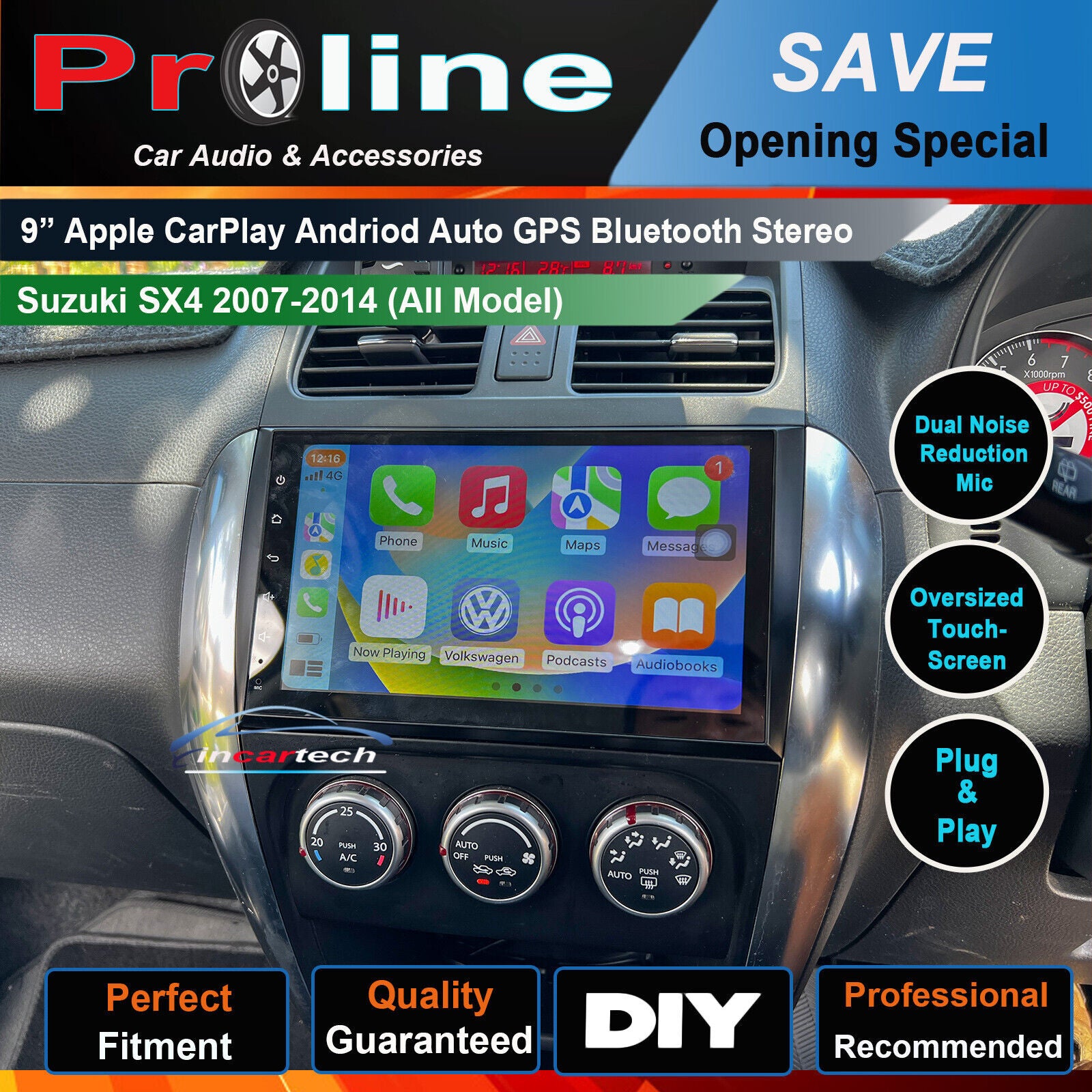 Suzuki SX4 07-14 Wireless Apple CarPlay GPS Radio Bluetooth stereo Android Auto,  Suzuki SX4 07-14 head unit upgrade Suzuki SX4 07-14  head unit replacement for Suzuki SX4 07-14 upgrade, Suzuki SX4 07-14 stereo upgrade suit both manual and digital air condition control, provides installation. Upgrade to the Latest Wireless Apple Carplay Android Auto