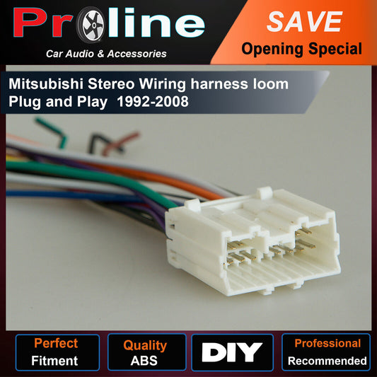 Mitsubishi Stereo Wiring harness loom Plug and Play 1992-2008