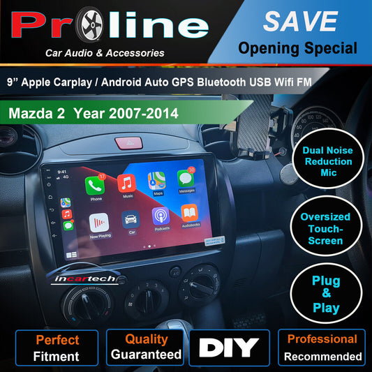 Mazda 2 07-14 Apple Carplay Android Auto GPS Bluetooth Headunit accessories DSP,  Mazda 2 07-14 head unit upgrade for Mazda 2 07-14 head unit replacement for Mazda 2 07-14 upgrade, Mazda 2 07-14 stereo upgrade suit both manual and digital air condition control, provides installation. Upgrade to the Latest Wireless Apple Carplay Android Auto