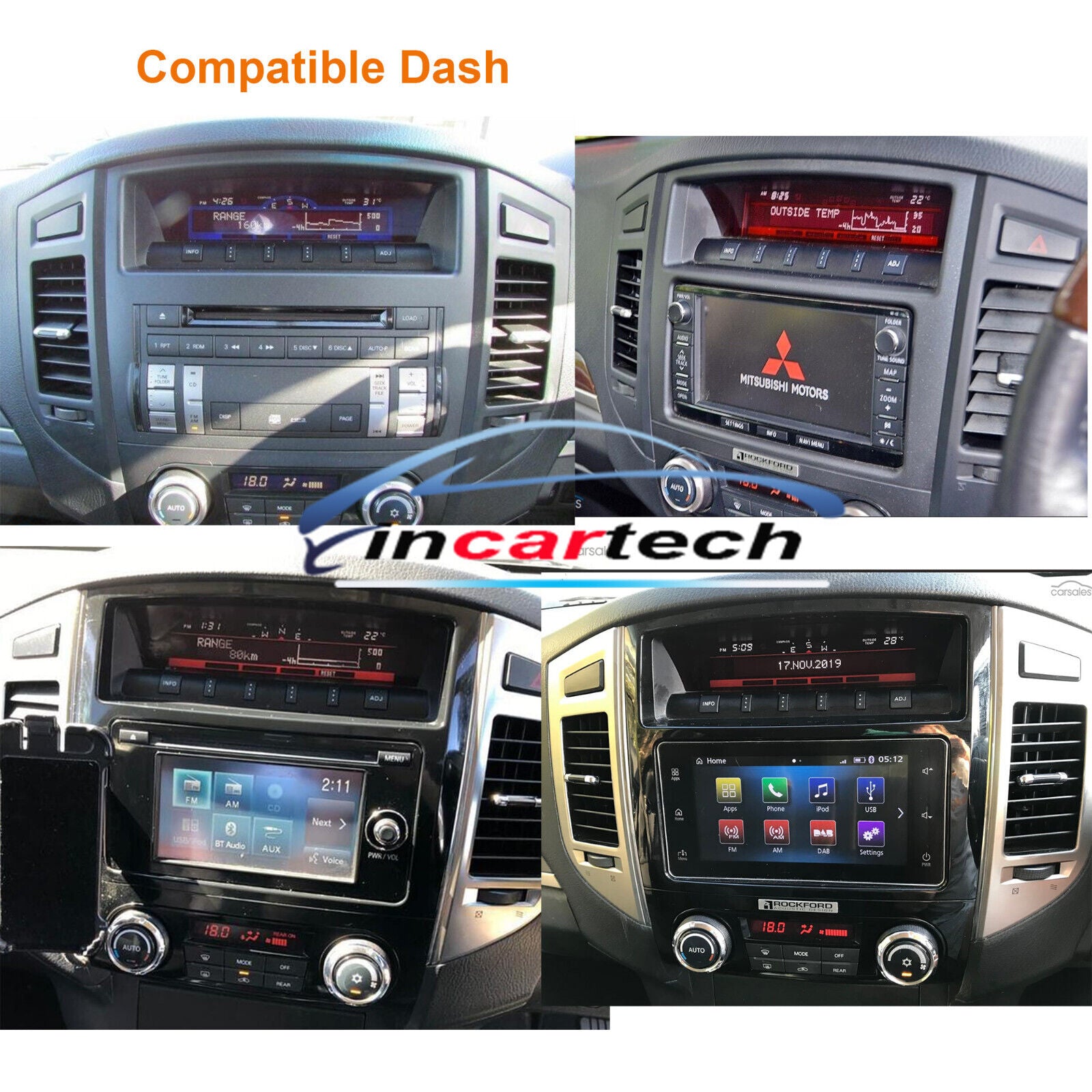 Mitsubishi Pajero 06-19 GPS Bluetooth Stereo Wireless Apple Carplay Headunit, Mitsubishi Pajero 06-19 head unit upgrade for Mitsubishi Pajero 06-19 head unit replacement for Mitsubishi Pajero 06-19 upgrade, Mitsubishi Pajero 06-19 stereo upgrade suit both manual and digital air condition control, provides installation. Upgrade to the Latest Wireless Apple Carplay Android Auto