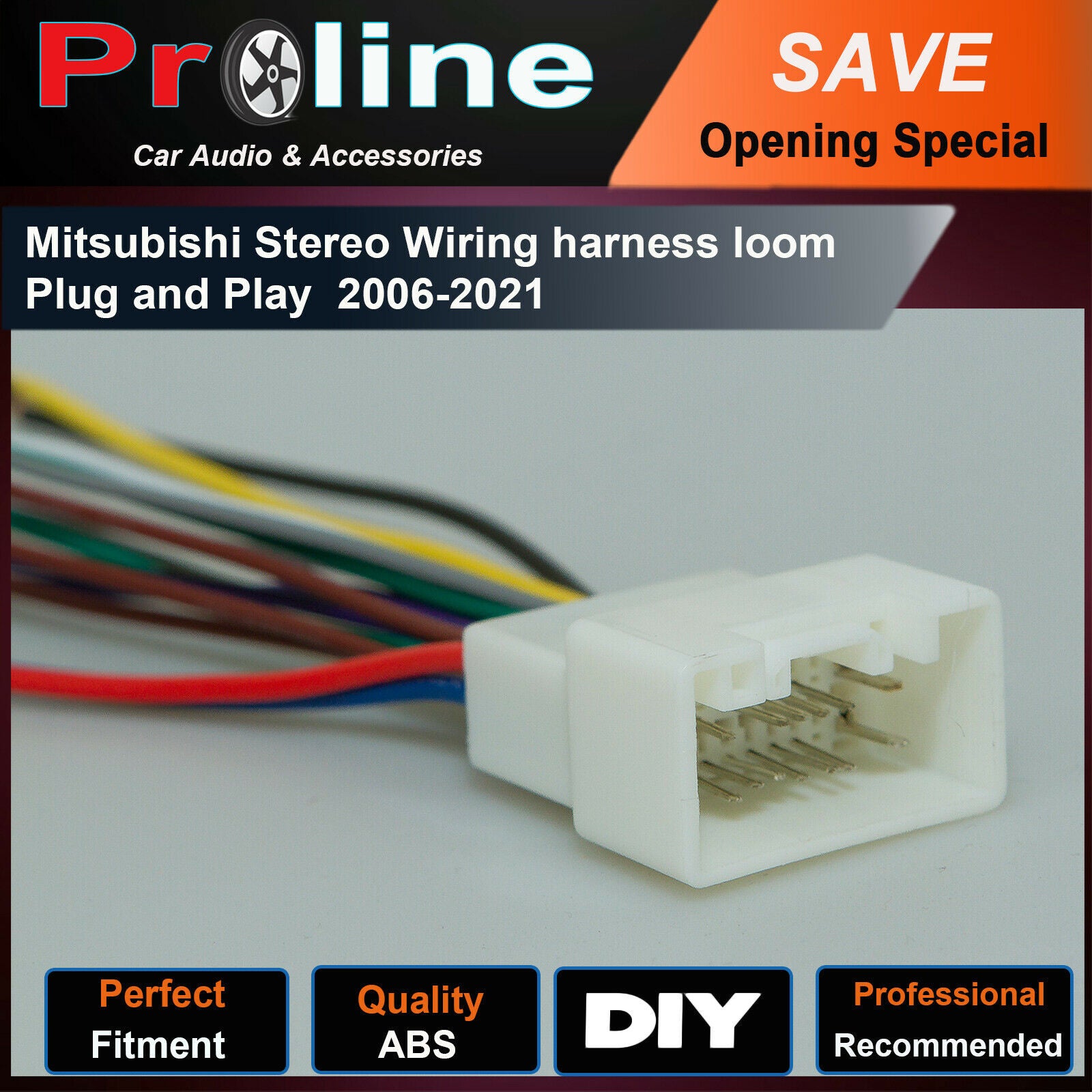 Mitsubishi Stereo Wiring harness loom Plug and Play 2006-2021, Mitsubishi ASX 2010 ON Mitsubishi Colt 2004 ON Mitsubishi Lancer hatch 2009-2011 Mitsubishi Lancer Sedan 2007-2013 Mitsubishi Outlander ZG, ZU 2006(MY07)-2012(MY12) Mitsubishi Pajero NS, NT 2006 ON Mitsubishi Triton ML 2006(M YO7) to 2009 Mitsubishi Outlander ZJ Peugeot 4007 2009 ON