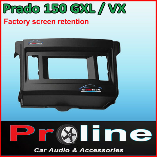 Toyota Prado 150 GX GLX VX 09-13 keep factory small screen display retention,Fit Toyota Prado 150 stereo Double Din dash facia kit small screen retention