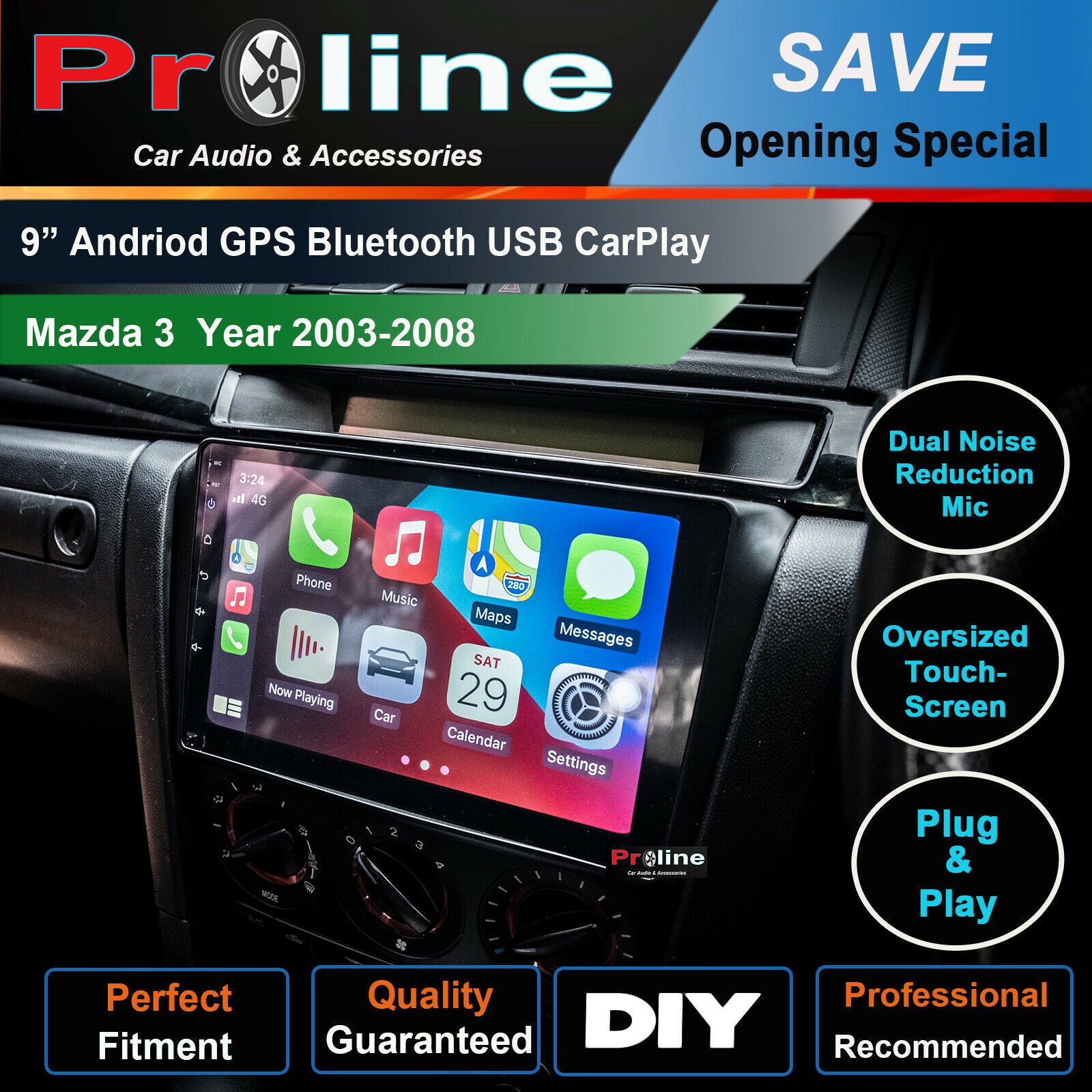 Fit Mazda 3 03-08 GPS Bluetooth Apple CarPlay Android Auto USB Support SP23 Bose, Mazda 3 03-08 head unit upgrade, Mazda 3 03-08 head unit replacement, Mazda 3 03-08 head unit upgrade, Mazda 3 03-08  stereo upgrade suit both manual and digital air condition control, provides installation. Upgrade to the Lastest Wireless Apple Carplay Android Auto