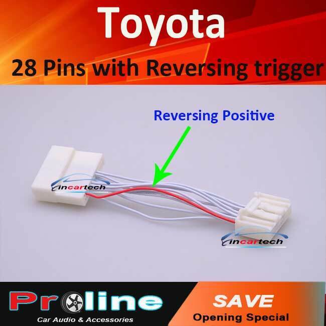 Fit Toyota 28 pins add reverse camera plug adaptor male reverse wire t ...