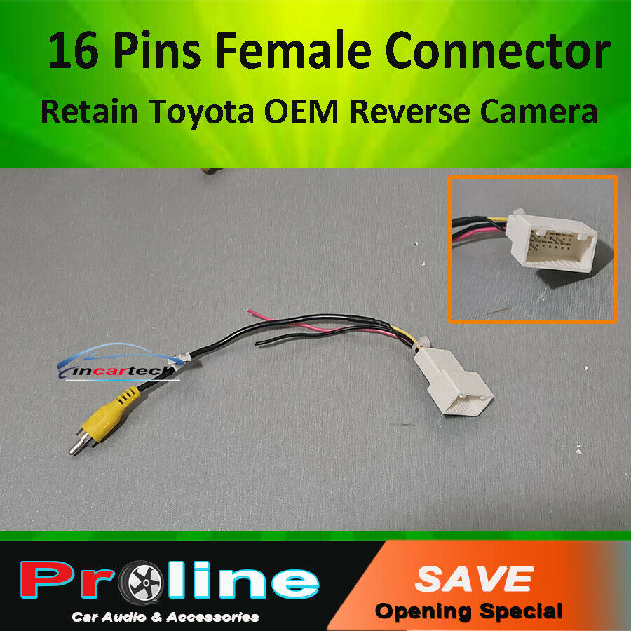 Fit Toyota 16 pins reverse camera plug female adapter install aftermarket radio