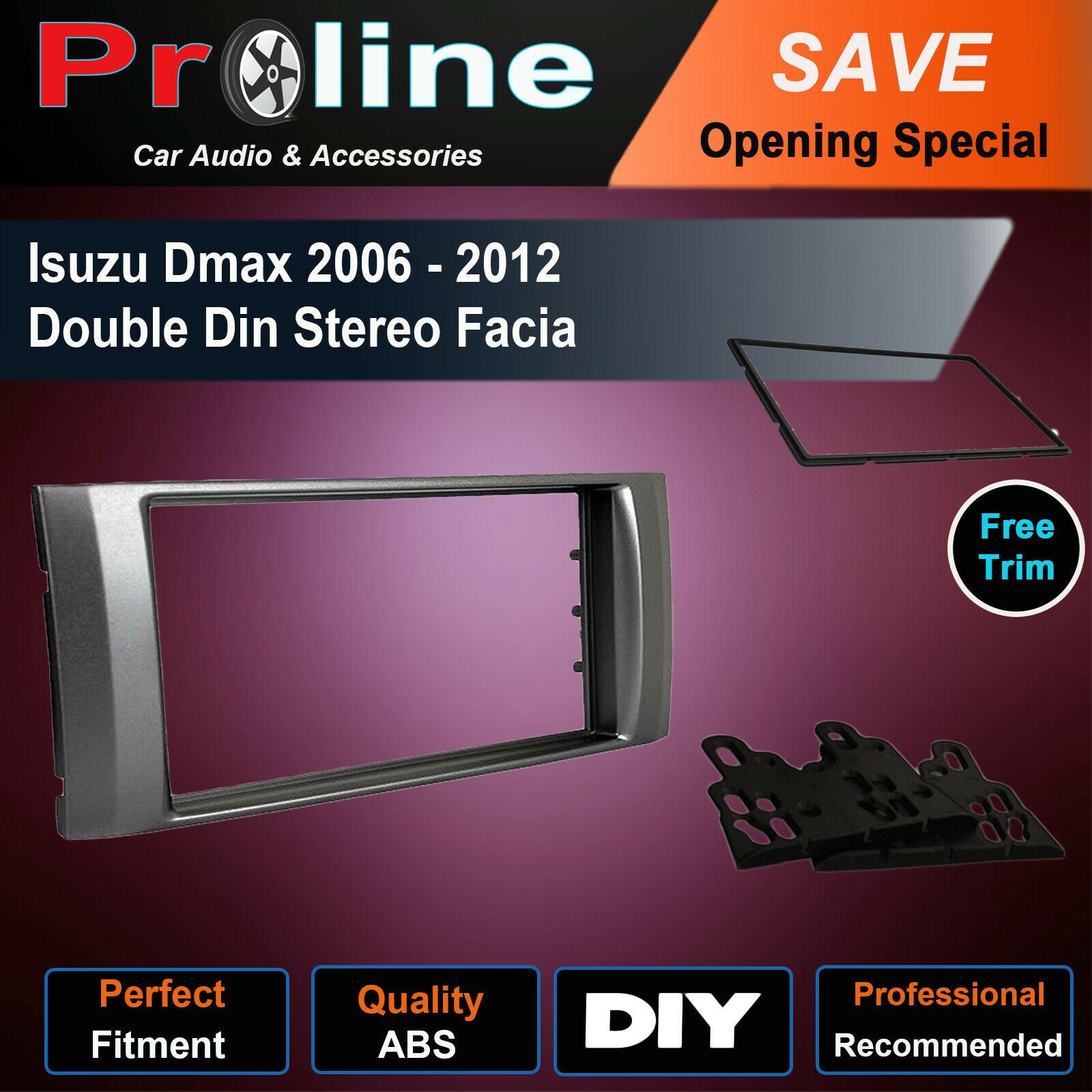 Double-DIN Facia Kit Fascia Panel Dash Surround Trim Isuzu Dmax D-max 2006-2011. Support both 173 x 98mm Double DIN and 178 x 102mm.Double DIN (99% of any aftermarket stereo)