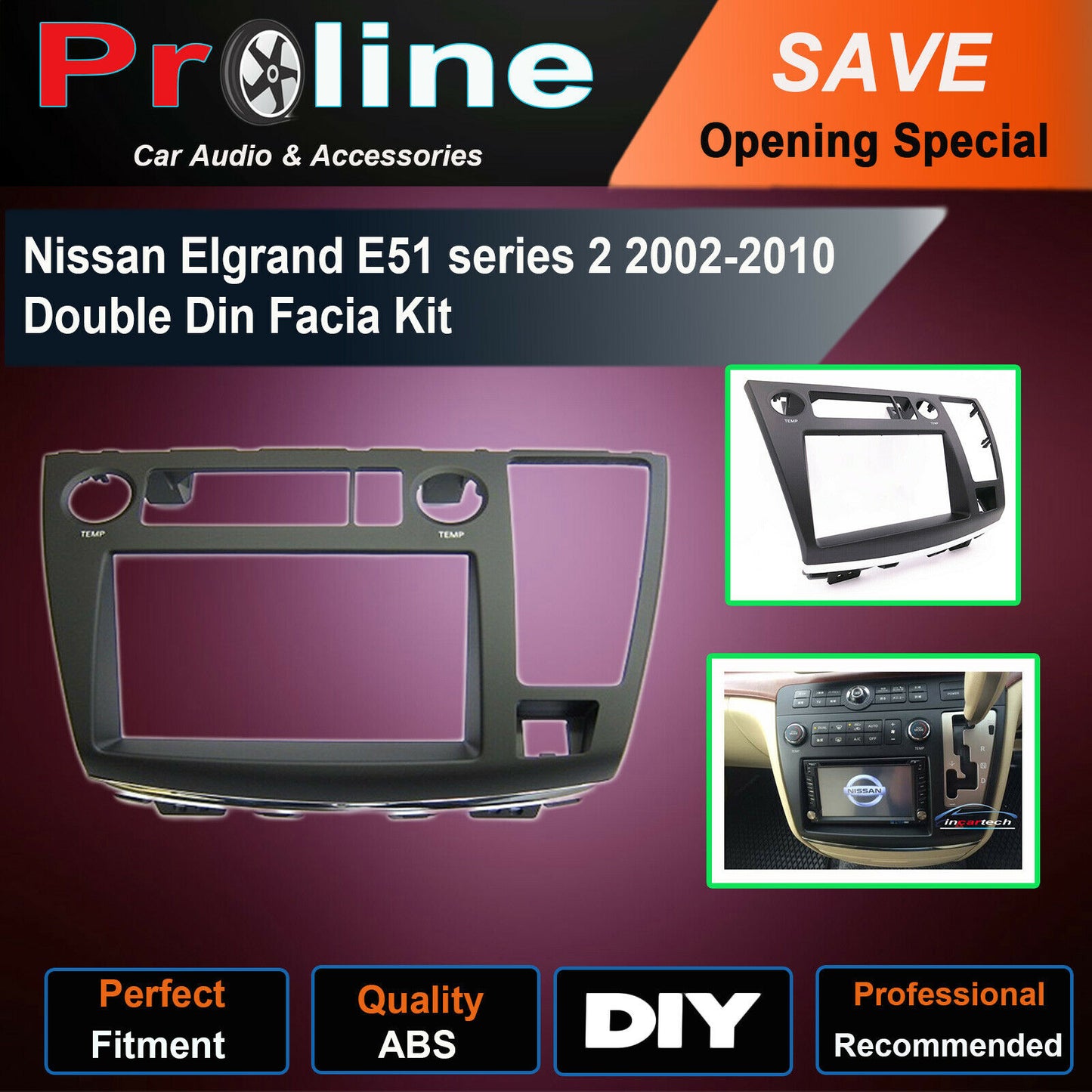 Nissan Elgrand E51 Series 2 DOUBLE 2 DIN radio facia Fascia Dash Panel kit