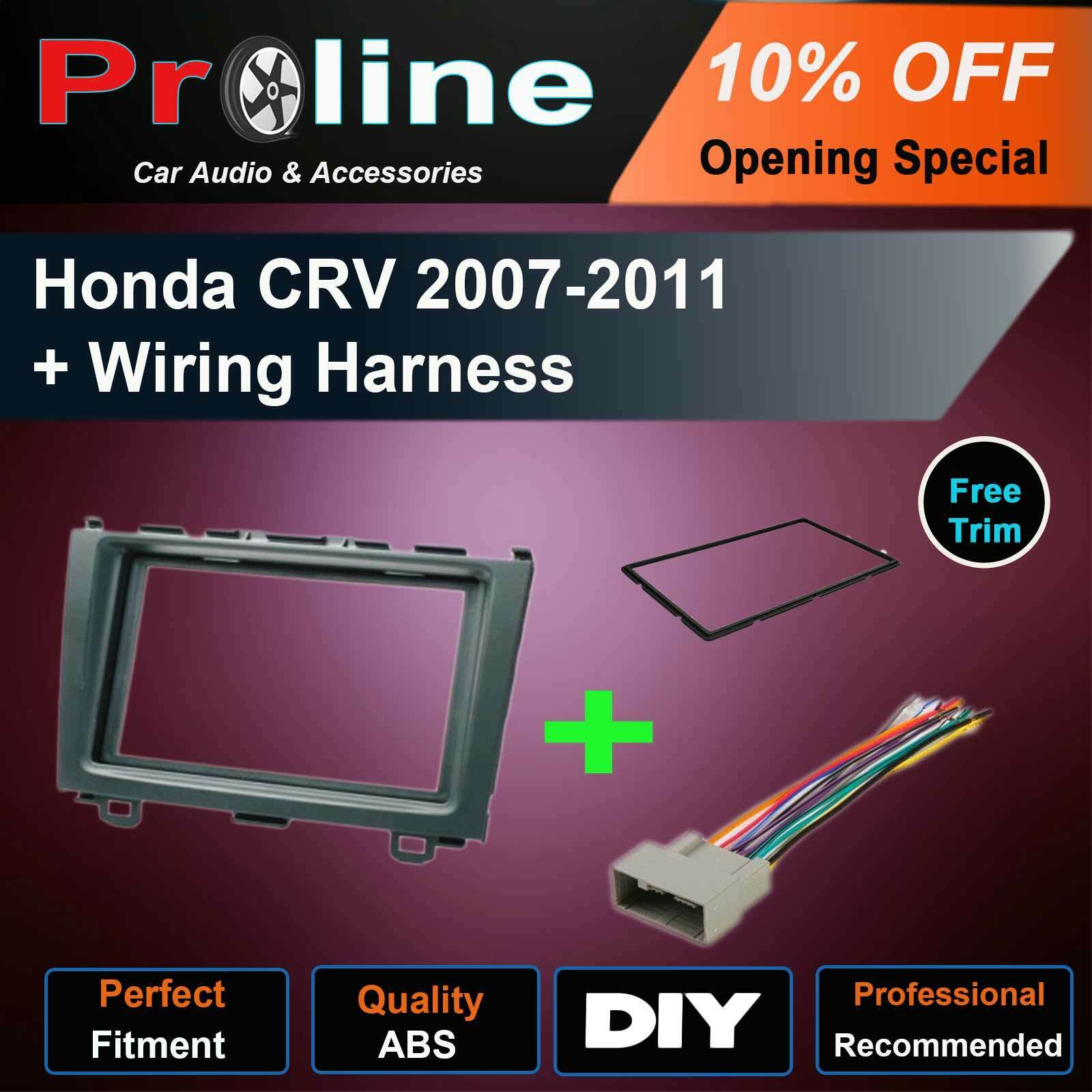 Honda CRV 2007-2011 stereo radio Double Din fascia dash facia kit wiring harness