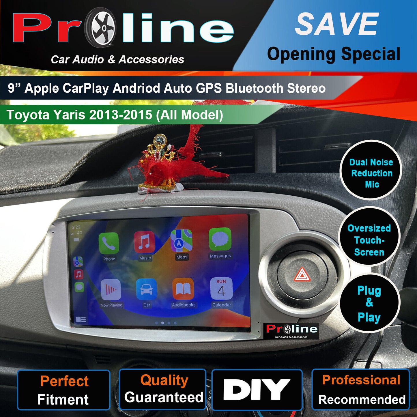 9" Toyota Yaris 13-15 Apple CarPlay Android Auto GPS Bluetooth Stereo Radio,  Toyota Yaris 13-15 head unit upgrade Toyota Yaris 13-15 head unit replacement for Toyota Yaris 13-15 upgrade, Toyota Yaris 13-15 stereo upgrade suit both manual and digital air condition control, provides installation. Upgrade to the Latest Wireless Apple Carplay Android Auto