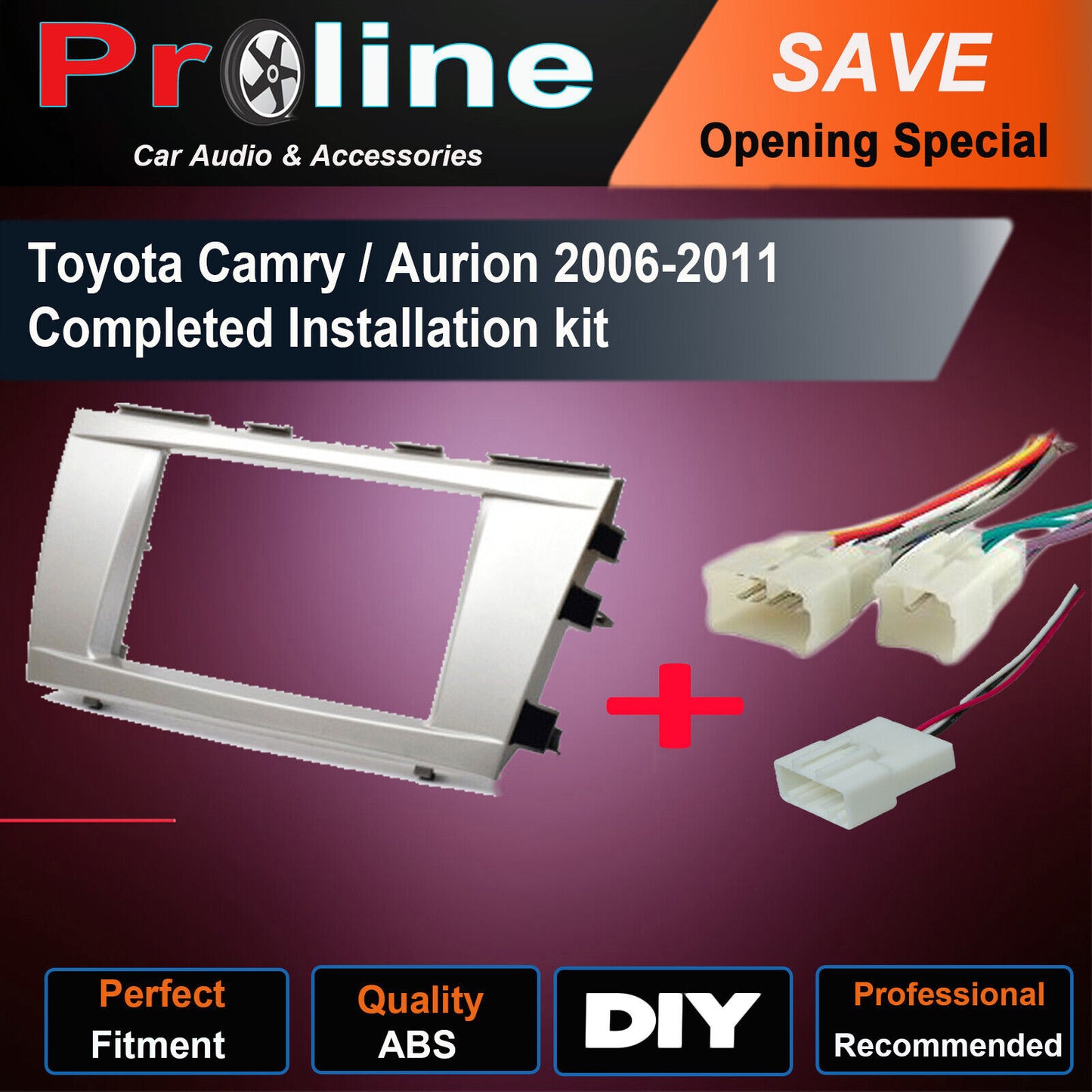 Fit Toyota Camry 06-10 stereo radio Double Din fascia facia kit wiring harness. Support both 173 x 98mm Double DIN and 178 x 102mm.Double DIN (99% of any aftermarket stereo)