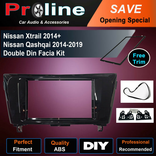 Nissan Xtrail Qashqai 14+ DOUBLE DIN radio facia sterero Fascia Dash Panel kit, Nissan Xtrail 2014+, Nissan Xtrail Qashqai 2014-2019, DOUBLE Facia Kit, Support both 173 x 98mm Double DIN and 178 x 102mm.Double DIN (99% of any aftermarket stereo)head unit upgrade, unit replacement, head unit upgrade, stereo upgrade suit both manual and digital air condition control, provides installation. Upgrade to the Lastest Wireless Apple Carplay Android Auto