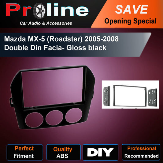 Mazda MX5 DOUBLE 2 DIN radio facia Fascia Dash Panel kit installation MX-5. Support both 173 x 98mm Double DIN and 178 x 102mm.Double DIN (99% of any aftermarket stereo)