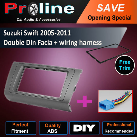Suziki Swift 2005-2011 Double Din Facia + wiring hardness