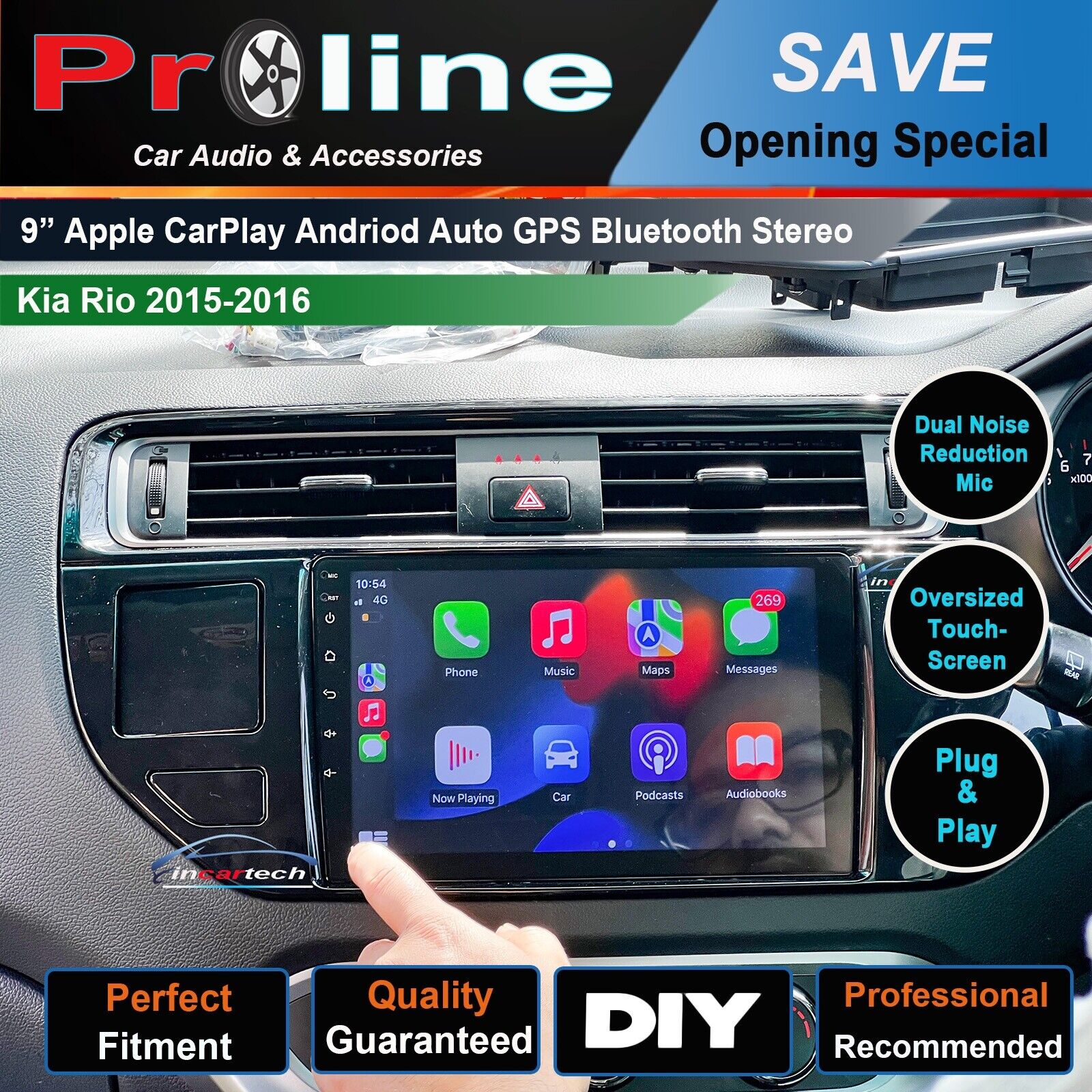 Kia Rio 2015-2016 Wireless Apple CarPlay Android auto GPS Bluetooth St ...