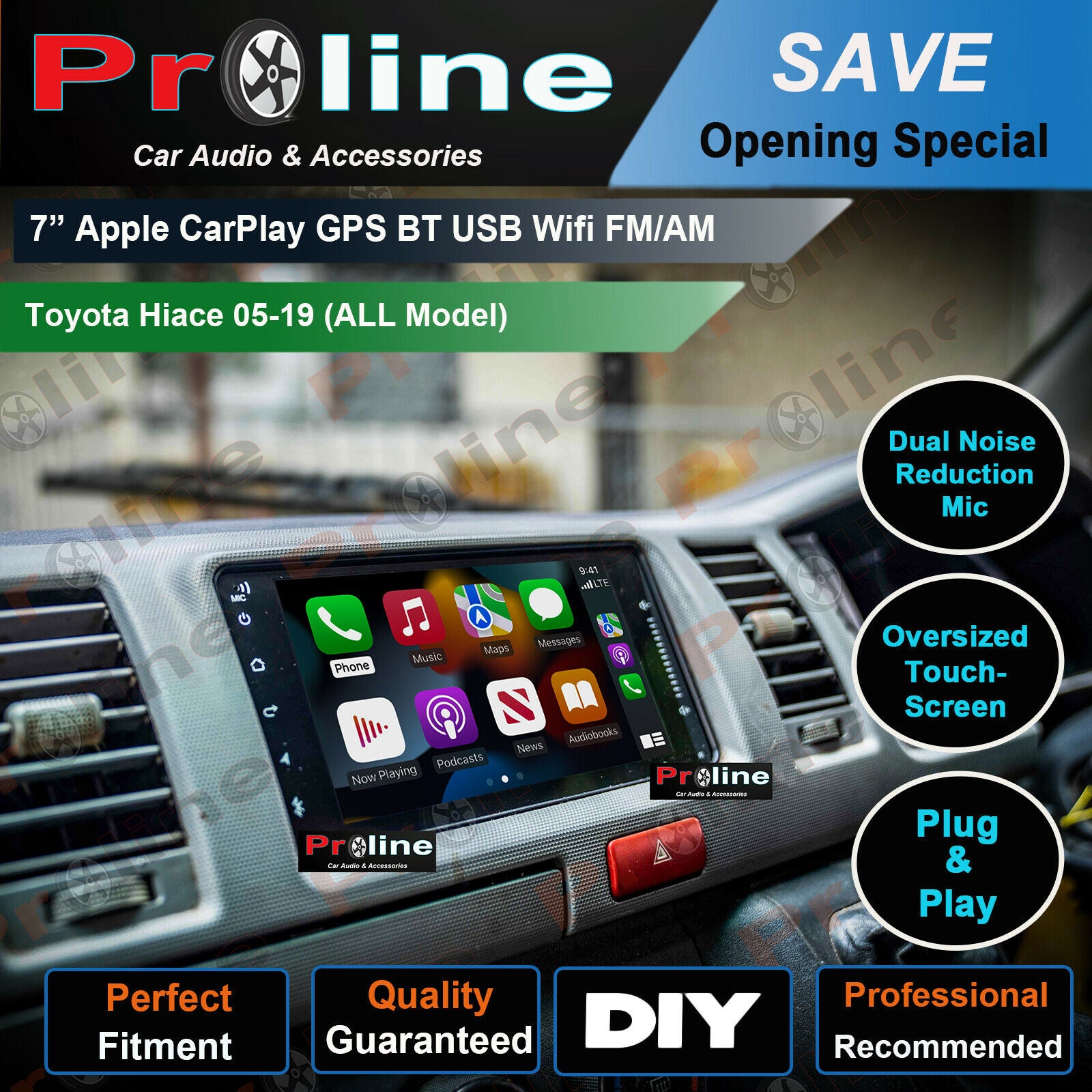 Fit Toyota Hiace 05-19 GPS Bluetooth USB Apple Carplay Stereo Accessories Aus, for Toyota Hiace 05-19 head unit upgrade for Toyota Hiace 05-19 head unit replacement for Toyota Hiace 05-19 unit upgrade, for Toyota Hiace 05-19 stereo upgrade suit both manual and digital air condition control, provides installation. Upgrade to the Lastest Wireless Apple Carplay Android Auto