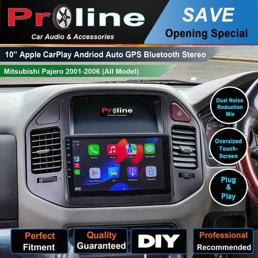 Mitsubishi Pajero 01-06 GPS Bluetooth Stereo Wireless Apple Carplay Headunit, Mitsubishi Pajero 01-06 head unit upgrade for Mitsubishi Pajero 01-06 head unit replacement for Mitsubishi Pajero 01-06 upgrade, Mitsubishi Pajero 01-06 stereo upgrade suit both manual and digital air condition control, provides installation. Upgrade to the Latest Wireless Apple Carplay Android Auto