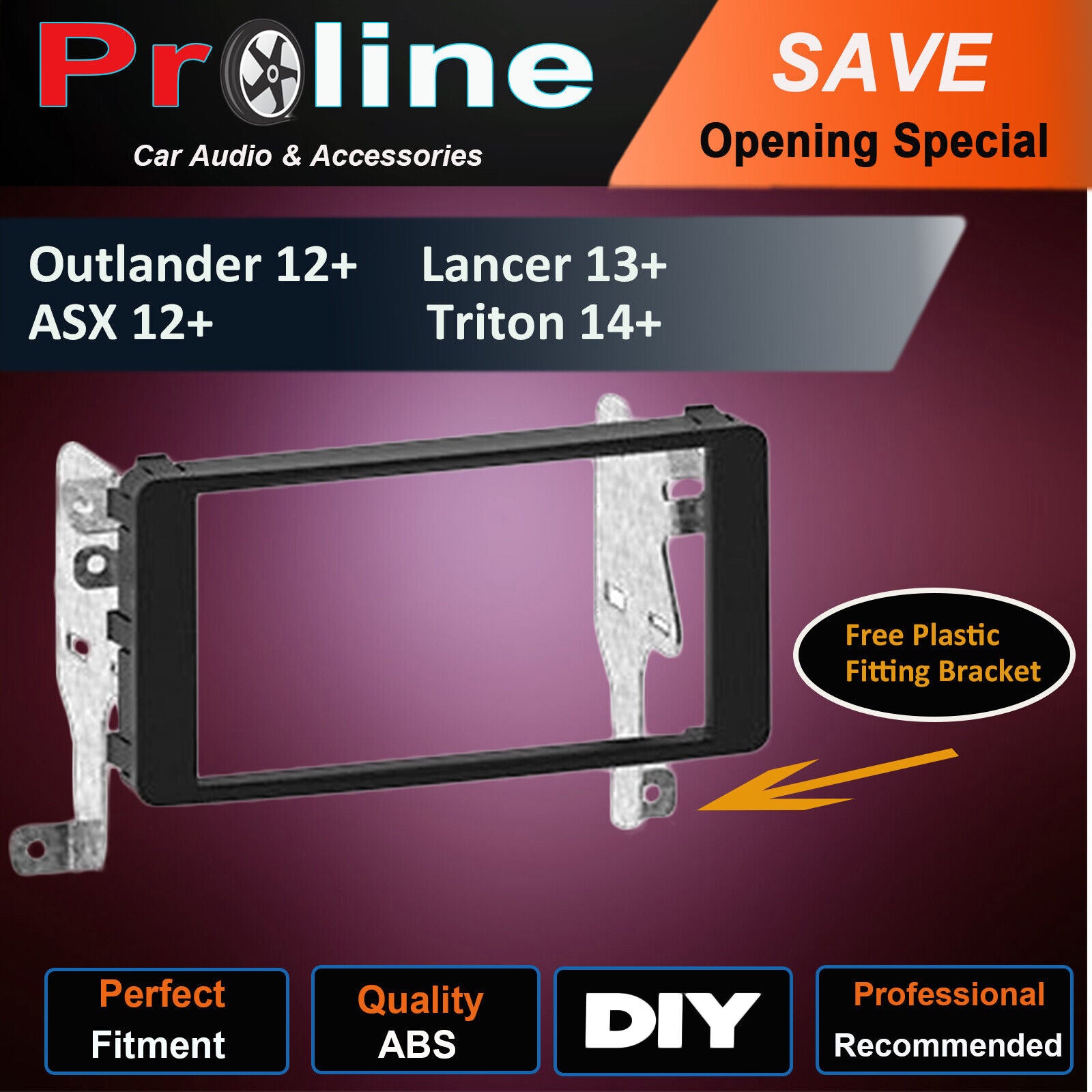 Fascia facia Mitsubishi Outlander 2012+ Lancer 2013+ ASX 2012+ Triton 2014+ 2DIN. Support both 173 x 98mm Double DIN and 178 x 102mm.Double DIN (99% of any aftermarket stereo)