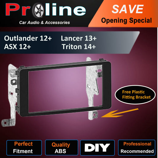 Fascia facia Mitsubishi Outlander 2012+ Lancer 2013+ ASX 2012+ Triton 2014+ 2DIN. Support both 173 x 98mm Double DIN and 178 x 102mm.Double DIN (99% of any aftermarket stereo)