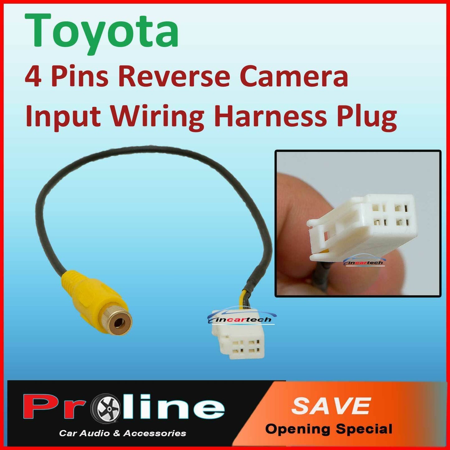 fit Toyota 4 pins add reverse camera plug lead adaptor male adapter ...