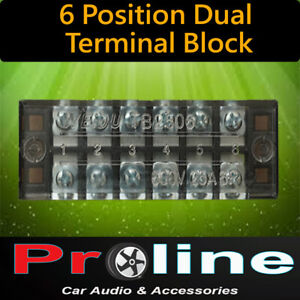 15A 6 Positions Double Rows Covered Barrier Screw Terminal Block Strip Wire au