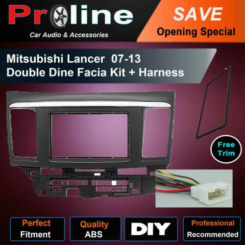 Mitsubishi Lancer stereo 2 Din fascia dash panel facia kit trim+ Harness wiring. Support both 173 x 98mm Double DIN and 178 x 102mm.Double DIN (99% of any aftermarket stereo)